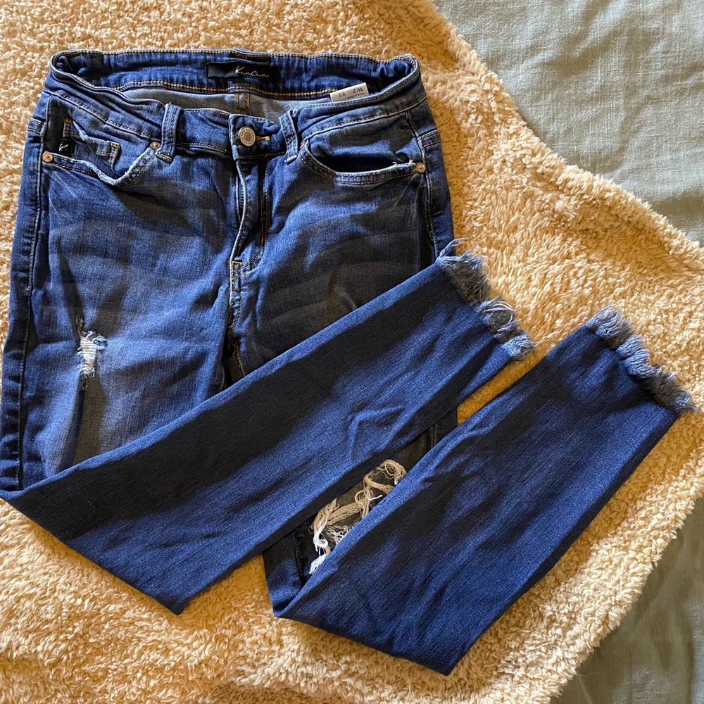 KanCan Distressed Raw Hem Skinny Jean